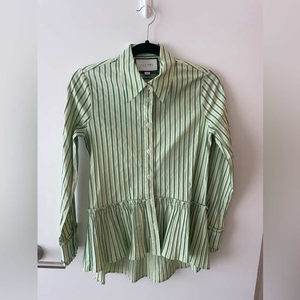 Alexis Phaedra Green Stripe Button Front Shirt